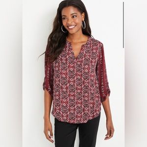 Atwood Ikat 3/4 Sleeve Popover Blouse - size large